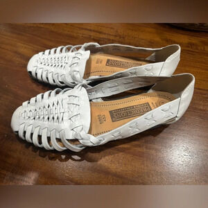 White leather huarache sandals